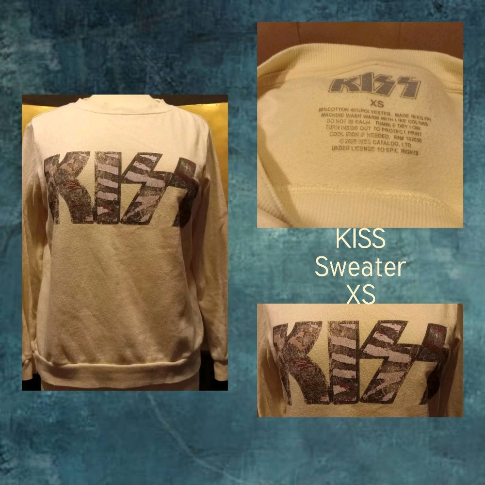 KISS Sweater Cream Color, Animal Print, XS
